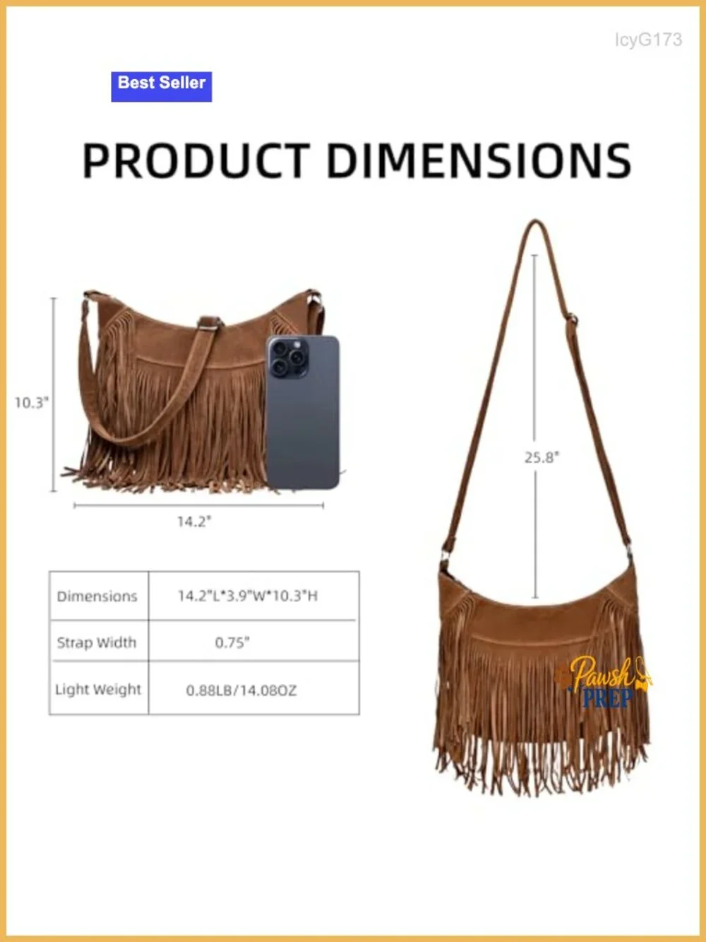 Vegan Suede Fringe Hobo Crossbody Shoulder Purse